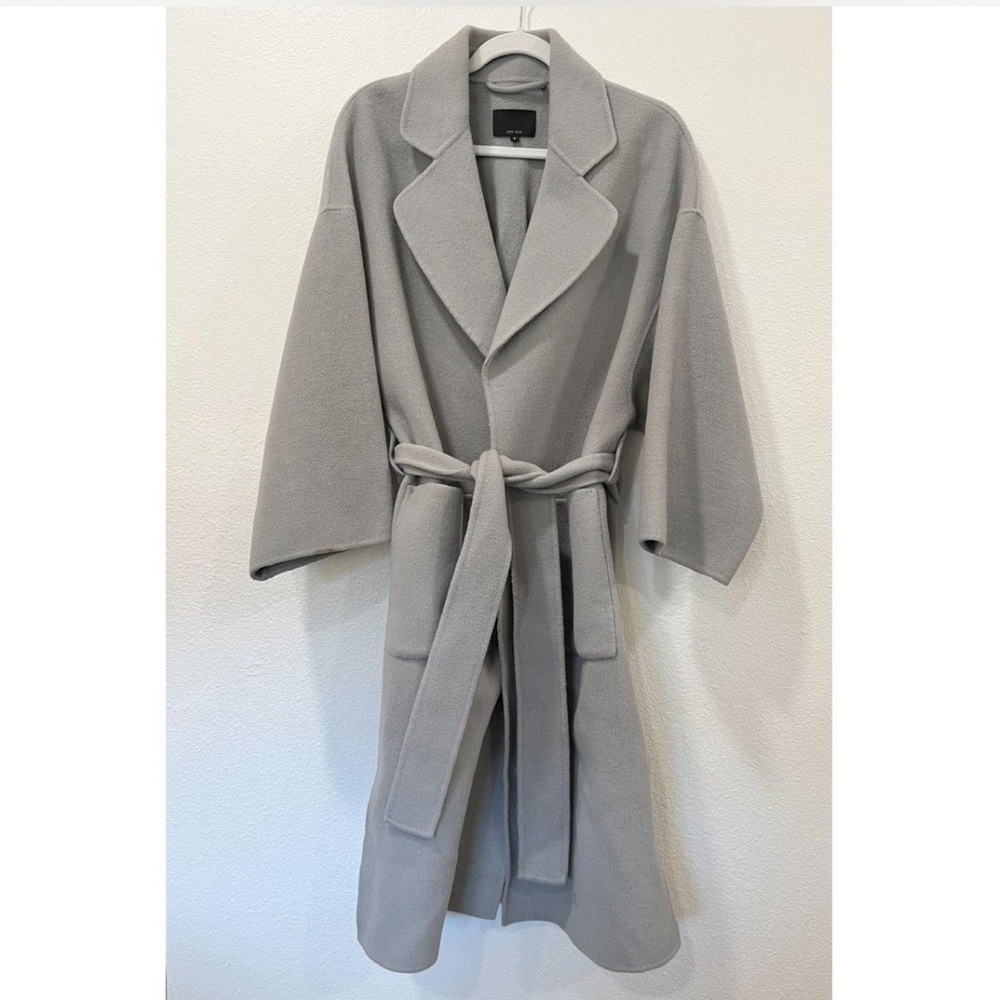 100% Wool Gray Belted Coat